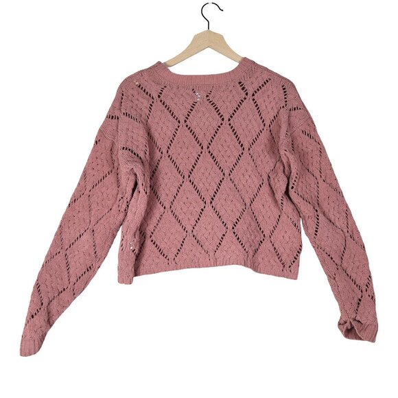 Sincerely Jules Pink Open Knit Sweater S Cottagecore Soft Textured Pullover - Picture 3 of 7